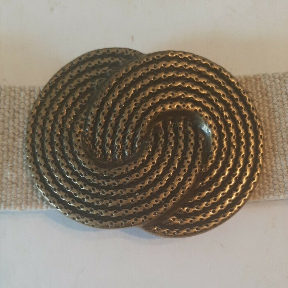 Nan Lewis Small Stretch Belt with Antique Gold Coiled Buckle 2" wide